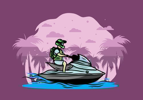 jet sky sport on the beach illustration vector