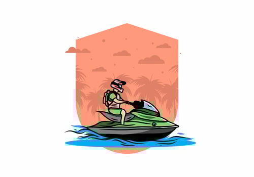 jet sky sport on the beach illustration vector