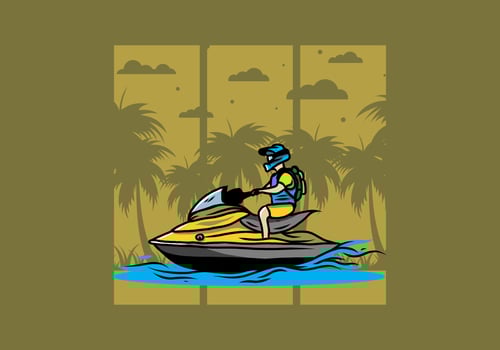 jet sky sport on the beach illustration vector