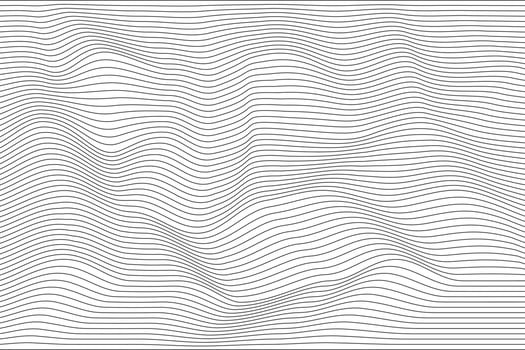 Abstract pattern black wave lines on white background. Modern stylish. Design linear texture for print, vector illustration