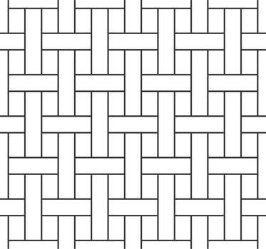 Abstract basketwork seamless pattern, black grating line on white backdrop. Design geometric texture for print. Linear style, vector illustration
