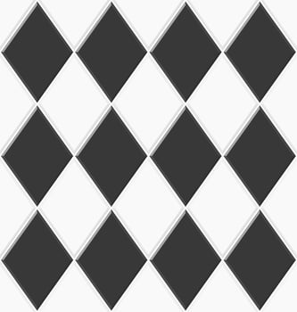 Abstract seamless rhombus pattern. Black white ceramic floor tiles. Design geometric mosaic texture for the decoration of the kitchen room, vector illustration