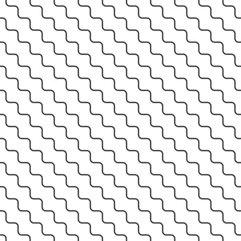 Abstract seamless wavy pattern, black and white tile roof. Design geometric texture for print. Linear style, vector illustration