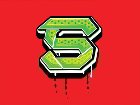 Cannabis S Letter with drip effect vector