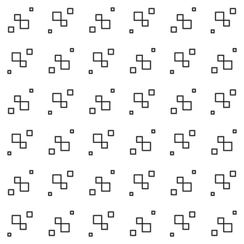 Abstract seamless pattern, black and white outline of many square shapes. Modern stylish. Design geometric texture for print, vector illustration