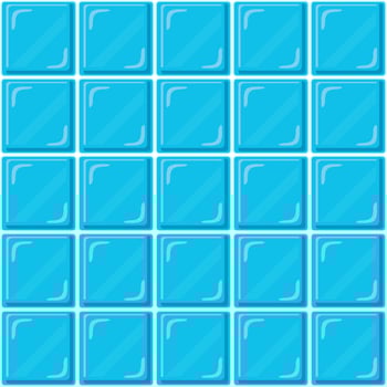 Abstract seamless pattern, blue ceramic tiles wall or clear glass block. Design geometric mosaic texture for the decoration of the bathroom, vector illustration