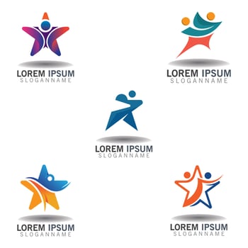 People combination Star concept logo inspiration design template vector