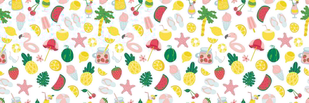 Summer beach seamless background horizontal. vacation, holiday, relax, tourism, travel background vector