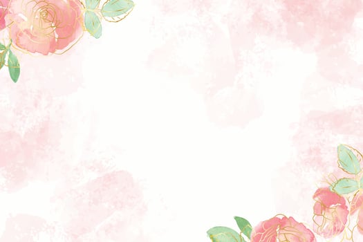 watercolor loose rose flower bouquet with gold line art background vector