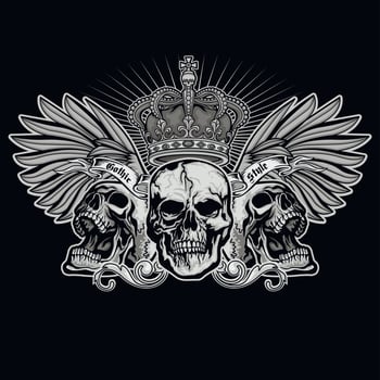Gothic sign with skull with crown, grunge vintage design t shirts vector