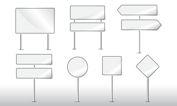 set of white traffic sign icon vector
