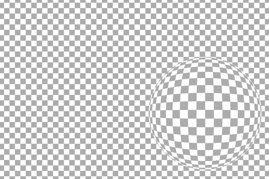 Gray checkered pattern horizontal with fisheye lens effect, vector illustration