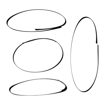 Set of hand drawn circle line sketch. Simple line marker stroke. Hand drawn scribble highlight circles. Scribble doodle round design. vector