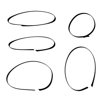 Set of hand drawn circle line sketch. Simple line marker stroke. Hand drawn scribble highlight circles. Scribble doodle round design. vector