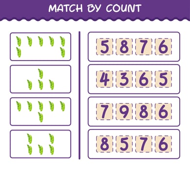 Match by count of cartoon edamame. Match and count game. Educational game for pre shool years kids and toddlers vector