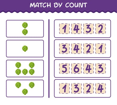 Match by count of cartoon artichoke. Match and count game. Educational game for pre shool years kids and toddlers vector