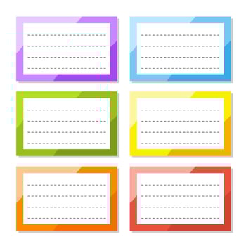 Set stickers for design. Empty template. Name tags, gift labels. Perfect for folders, daily journals, notebooks, lunch bags, pencil boxes. Rectangular label. Color vector isolated illustration.