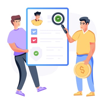 A skillfully crafted flat illustration of insurance audit vector