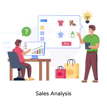 Sales analysis flat illustration is up for premium use vector