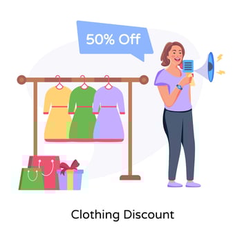 A handy flat illustration of clothing discount vector