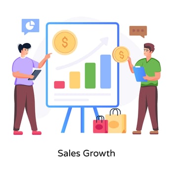Sales growth illustration in flat style vector