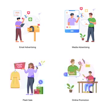 Pack of Sales Flat Illustrations vector