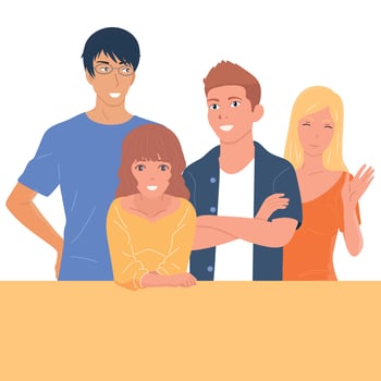 Young people enjoy life. Smile and good mood. Vector, flat. vector