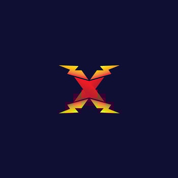Letter X Initial Logo Design Template. Alphabet with Thunder Shape Logo Concept. Red and Yellow Orange Gradation Color Theme. Isolated On Black Background vector