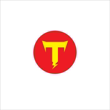Letter T Initial Logo Design Template Isolated On White Background. Alphabet Thunder Logo Concept. Hot Redand Yellow Color Theme. vector