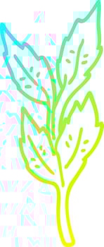 cold gradient line drawing cartoon leaves vector