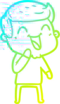 cold gradient line drawing cartoon man laughing vector