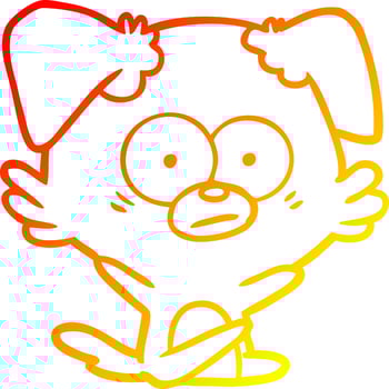 warm gradient line drawing nervous dog cartoon vector