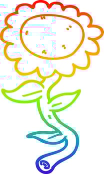 rainbow gradient line drawing cartoon sunflower vector