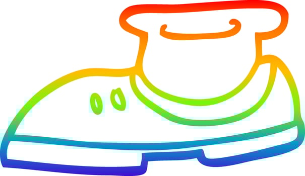 rainbow gradient line drawing cartoon shoe and sock vector