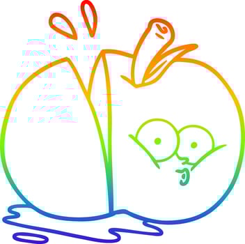 rainbow gradient line drawing cartoon sliced apple vector
