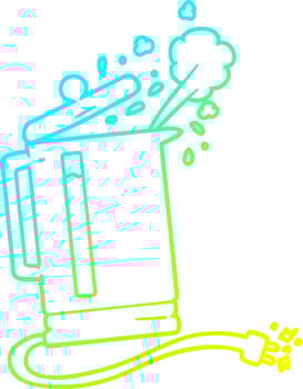 cold gradient line drawing cartoon electric kettle boiling vector