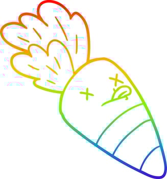 rainbow gradient line drawing cartoon dead carrot vector