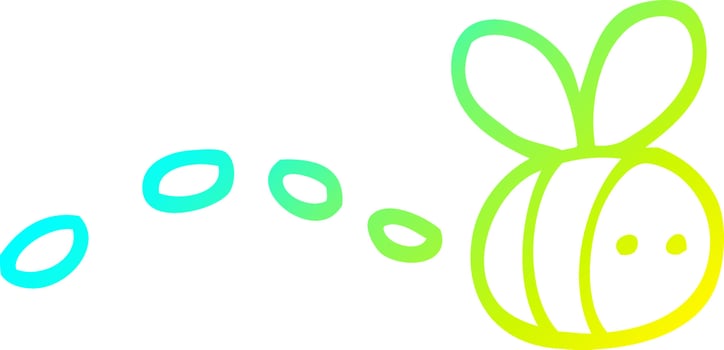 cold gradient line drawing cartoon buzzing bee vector