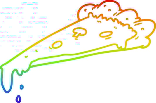 rainbow gradient line drawing cartoon slice of pizza vector
