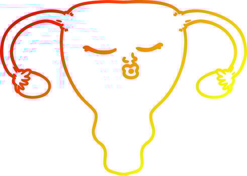 warm gradient line drawing cartoon uterus vector