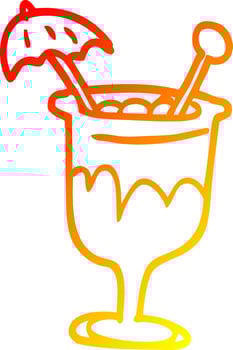 warm gradient line drawing cartoon tropical cocktail vector
