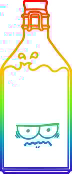 rainbow gradient line drawing cartoon old bottle vector