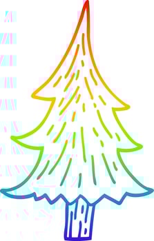 rainbow gradient line drawing cartoon pine trees vector