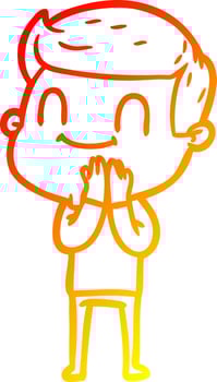 warm gradient line drawing cartoon friendly man vector