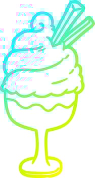cold gradient line drawing ice cream dessert vector