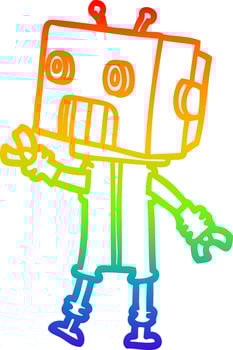 rainbow gradient line drawing cartoon robot vector