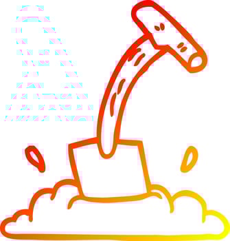 warm gradient line drawing cartoon spade vector