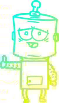 cold gradient line drawing cartoon robot vector