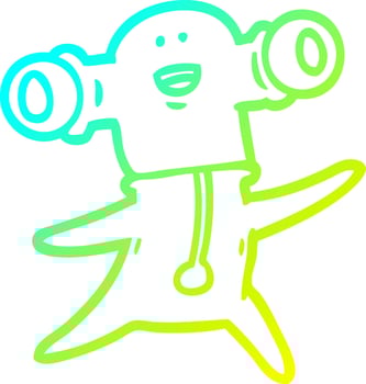 cold gradient line drawing friendly cartoon alien vector
