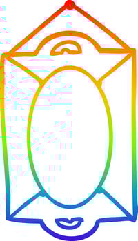 rainbow gradient line drawing framed old mirror vector